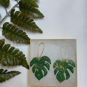 Monstera Polymer Clay Earrings
